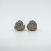 Vintage 9ct Pave Diamond Puffy Heart Stud Earrings 375