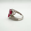 New 4ct Ruby Toi Et Moi Ring in Sterling Silver Size N