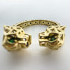18ct Gold Gem Set Double Panther Head Ring Size O 750