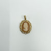 Vintage 9ct Gold Small Oval Carved Shell Cameo Pendant 375 (Left Facing)