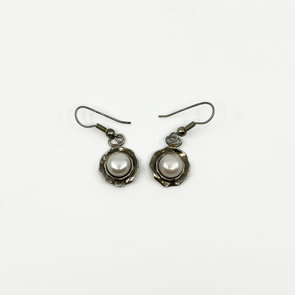 Sterling Silver Cultured Pearl Drop Sheperd Hook Earrings 925