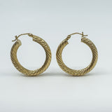 Large Vintage Chunky Twisted 9ct Gold Hoop Earrings 1991 
