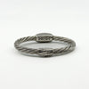 Chunky Twisted Sterling Silver CZ Oval Bangle / Bracelet 925