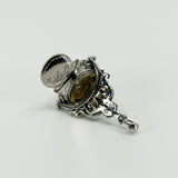 Chunky Vintage Sterling Silver Spinning 3x Sided Photo Locket Fob / Pendant 925