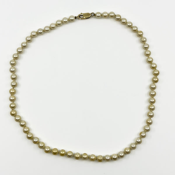 Sterling Silver Cream Freshwater Pearl 17.5" Necklace 925