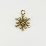 Large Vintage 18ct Gold Celestial Star Pearl Brooch / Pendant 750