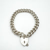 Vintage Sterling Silver Curb Links Bracelet & Heart Padlock 925 Heavy 33g