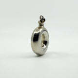 Unusual Chunky Vintage Sterling Silver Round Perfume / Poison Bottle Pendant 925