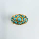 Antique 14ct Rose Gold Turquoise Bombe Ring Size M 
