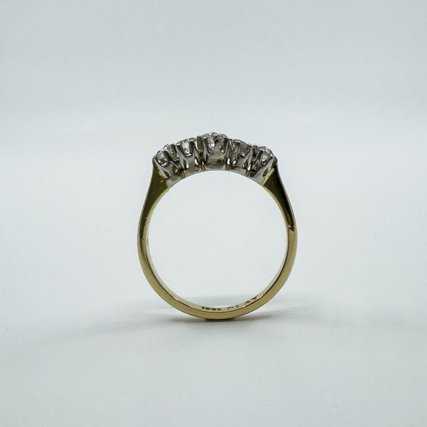 Antique 18ct Gold 0.50ct Diamond 5x Stone Ring 750 Size K