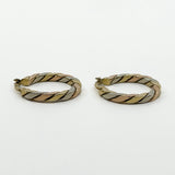 Chunky Vintage 9ct Gold Tri Coloured Twisted Hoop Earrings 375