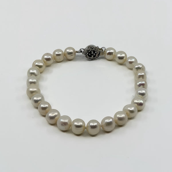 New Freshwater Pearl 7.5" Bracelet & White Gold Filled Clasp
