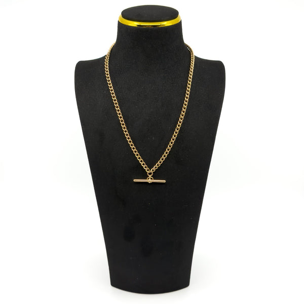 Vintage 9ct Rose Gold 18” Albert Chain Necklace Double Dog Clip & T-Bar 375