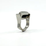 Chunky Sterling Silver Reversible Black Onyx & MOP Guess Ring Size L - M 925
