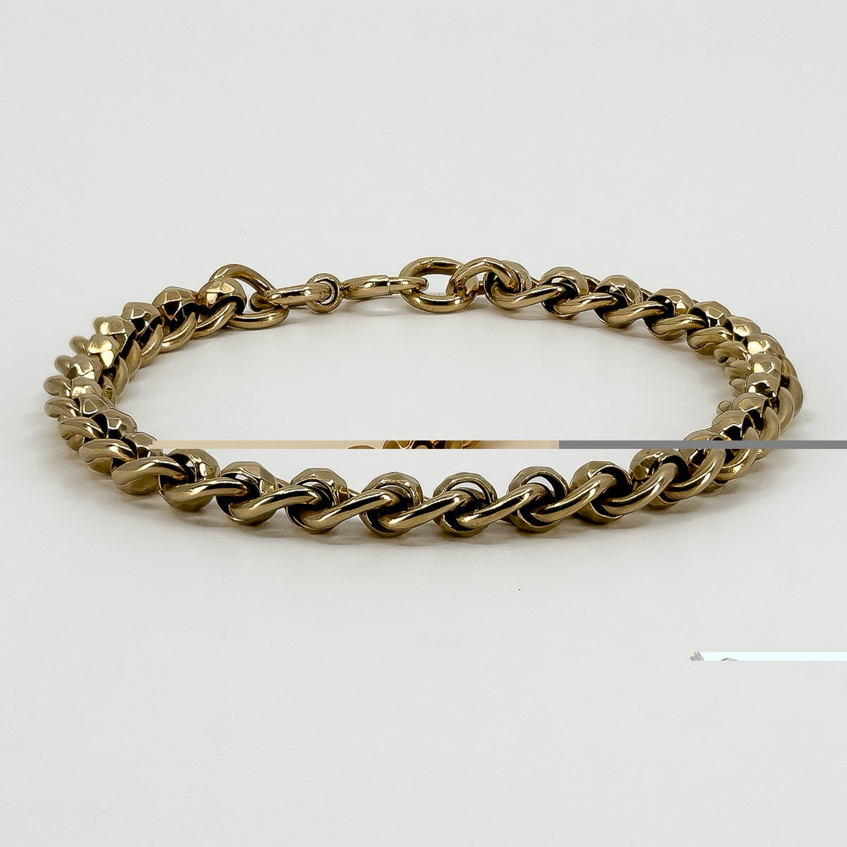 Vintage 9ct Rose Gold Roller Ball Faceted 7.5” Bracelet 375