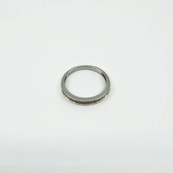 9ct White Gold 0.11ct Diamond Skinny Band / Ring 375 Size M Wedding Eternity