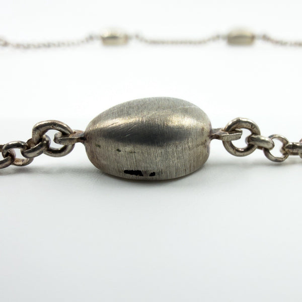 Vintage Sterling Silver Unusal Fancy Link Pebble 28.5" Necklace / Chain 925