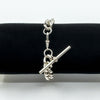 Chunky Sterling Silver Vintage Curb Links Bracelet & Large T-Bar Charm 925 61g