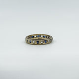 Vintage 9ct Gold Blue & White Spinel Full Eternity Band / Ring Size Q