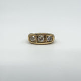 Chunky Vintage 9ct Gold 1.30ct Starburst Diamond Trilogy Ring Gypsy Band Size U