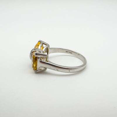 2.40ct Citrine & CZ Bow Ring in Sterling Silver 925 Size R Engagement Stacking