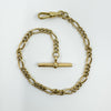 Vintage 9ct Gold Figaro Chain 7.8” Bracelet & T-Bar Charm 375 (Birmingham 1991)