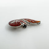 Vintage Siam Red Enamel Brooch in Sterling Silver 925 Goddess of Lightening 