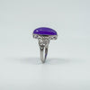 Large Sterling Silver 10ct Purple Chalcedony & Diamond Ring 925 Size N 