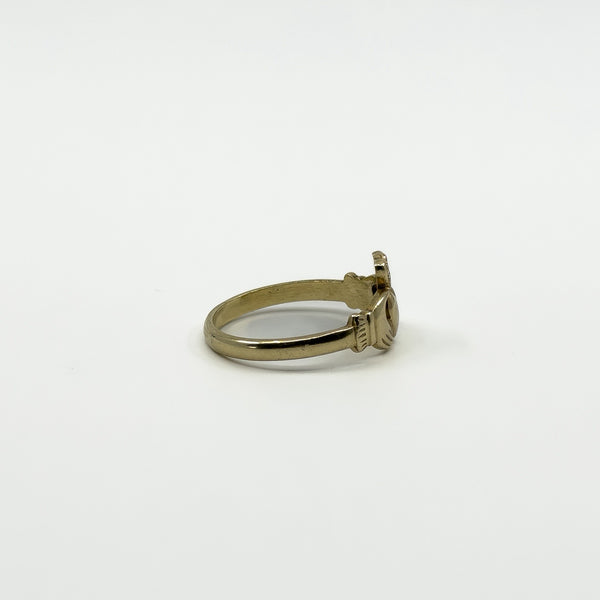 Vintage 9ct Gold Irish Claddagh Ring 375 Size Q - R 