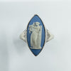 Vintage Sterling Silver Wedgewood Blue Jasper Ware Cameo Ring 925 Size K - L