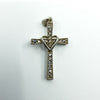 Sterling Silver CZ Christian Cross & Heart Pendant / Charm 925