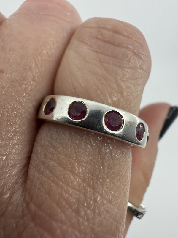 Chunky Sterling Silver 1.20ct Ruby Full Eternity Band / Ring 925 Size P
