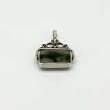 Large Vintage Green Moss Agate & Black Onyx Fob 925 by David Scott Walker