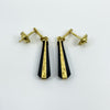 Vintage 9ct Gold & Onyx Dangle Drop Earrings 375 Art Deco Style (1981)