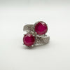 New 4ct Ruby Toi Et Moi Ring in Sterling Silver Size N