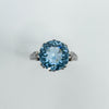 Vintage Sterling Silver 3.60ct Blue Topaz Solitaire Ring 925 Size N 1/2