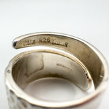 Modernist Snake Ring / Half Hammered Crossover Band in Sterling Silver Size L