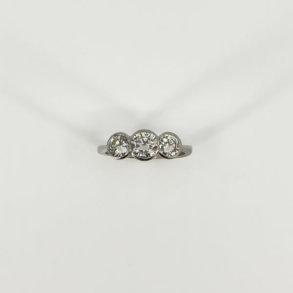 Vintage Platinum 1.60ct Diamond Trilogy Ring 950 Size L