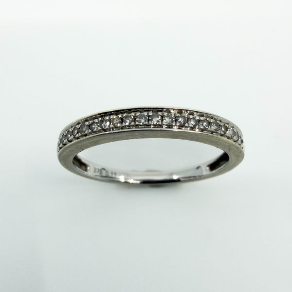 9ct White Gold 0.11ct Diamond Skinny Band / Ring 375 Size M Wedding Eternity