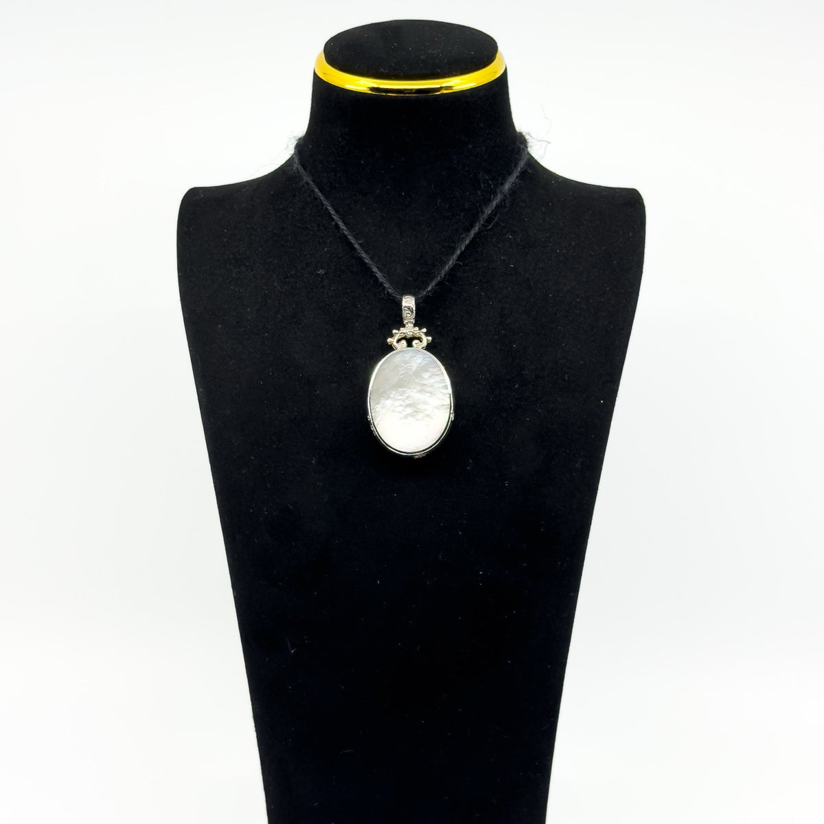 Chunky Vintage Double Sided Black Onyx & MOP Pendant 925 by David Scott Walker