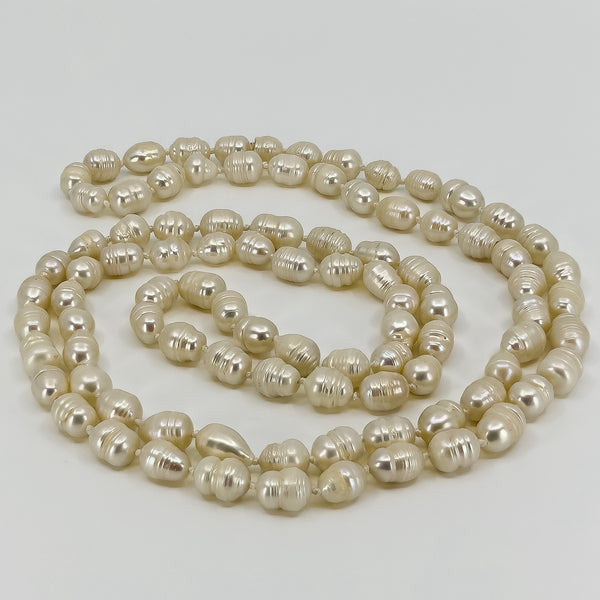 Extra Long Chunky Freshwater White Pearl 42" Necklace