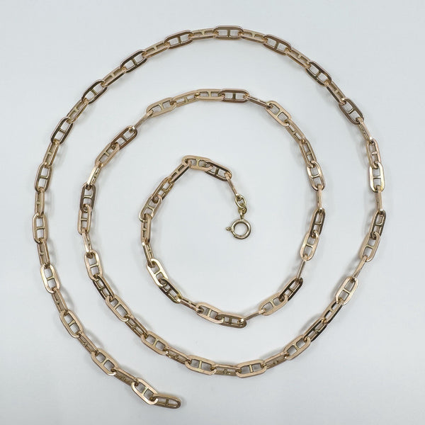 Vintage 9ct Rose Gold Mariner Link 32.5" Chain / Necklace 375 (1976) 21g