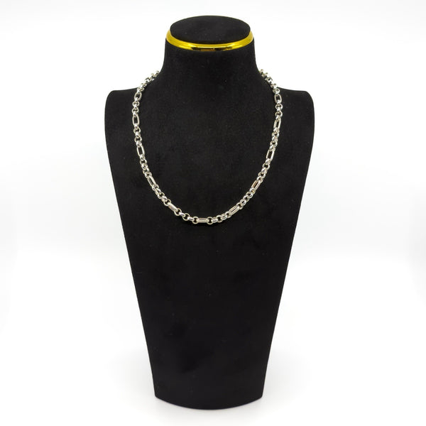 Vintage Sterling Silver Belcher & Engraved Fancy Link 18" Chain / Necklace 925