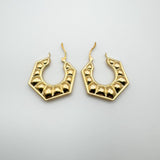 New & Unworn 9ct Gold Vintage Creole Hexagonal Chunky Hoop Earrings
