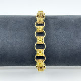 Vintage 9ct Gold Chunky Fancy Links 8” Bracelet 375 (London 1974) 14g 