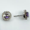 Amethyst & CZ Halo Studs in Sterling Silver 925