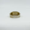 Gold on Sterling Silver Rolex Pattern Band Diamond Ring 925 Size R