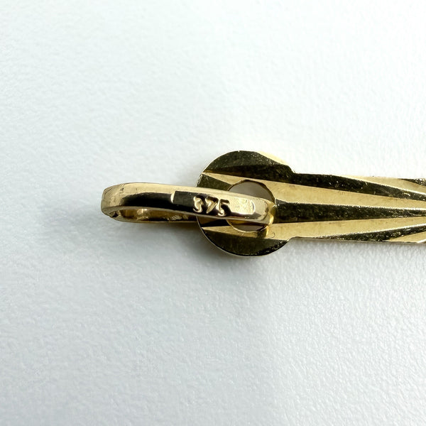 Vintage 9ct Gold Reversible Engraved Christian Cross Crucifix Pendant Charm 375