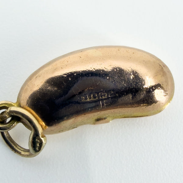 Tiny Antique 9ct Gold Rose Gold Lucky Bean Pendant / Charm 375