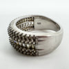 Chunky Sterling Silver CZ 5x Row Band Ring 925 Size O